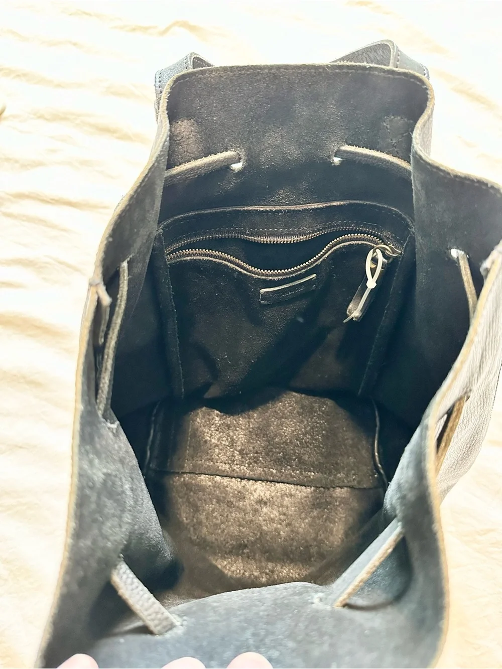 Madewell Black Leather Drawstring Backpack